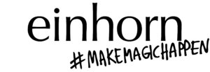 Logo des Unternehmens einhorn mit dem Hashtag "make magic happen"