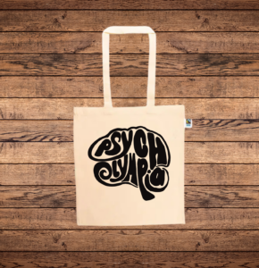 Jutebeutel mit aufgedrucktem PsychOlympia-Logo